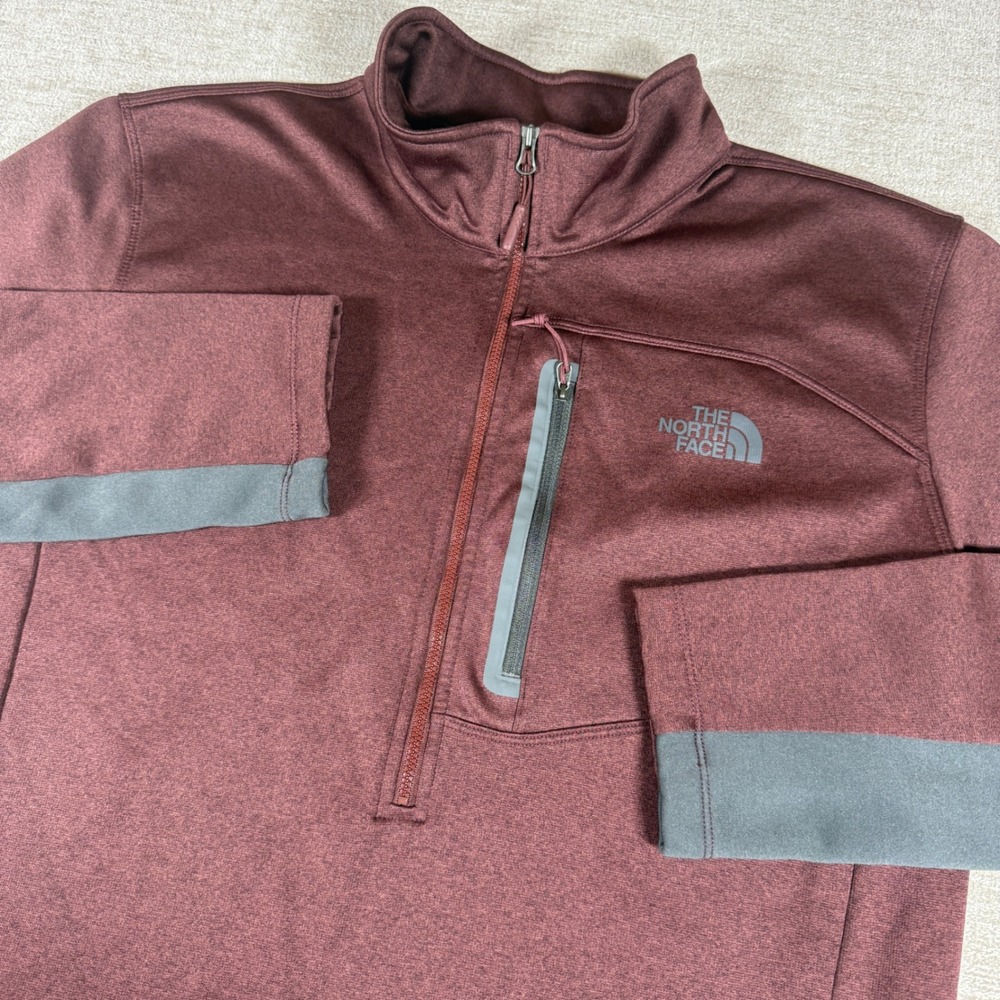 The North Face 1/4 Zip Pullover Mens XL Burgundy Stretch L/S US Freeskiing CUG0